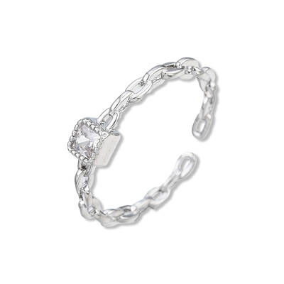 Clear Cubic Zirconia Open Cuff Ring for Women
