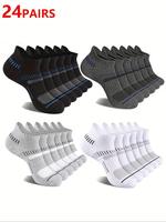 Men's Striped Print Ankle Socks, Casual Comfortable Breathable Socks for Daily Wear, Athletic Running Socks for Men, Grip Soc...