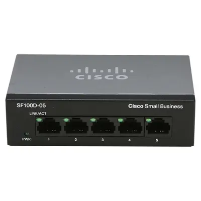 SF100D-05 Cisco Small Business 100 Series SF100D-05 5 x 10/100Base-TX RJ-45 Ports Layer 2 Unmanaged Fast Ethernet Network Des...