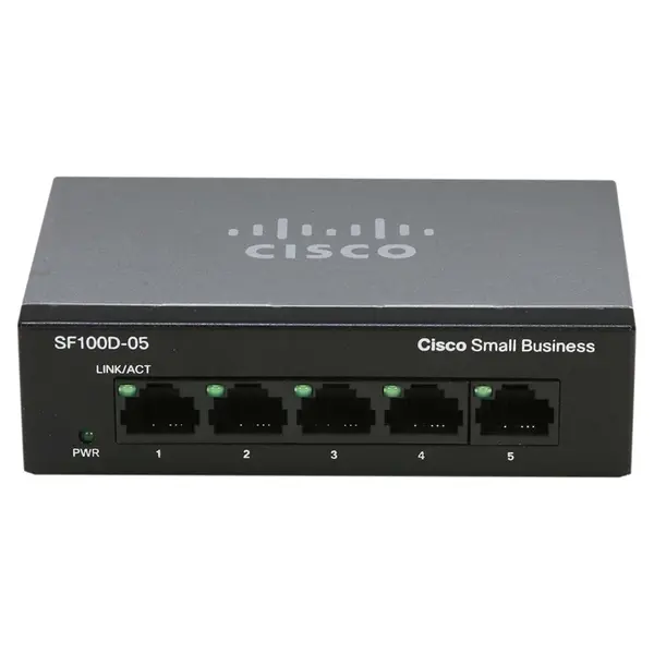 SF100D-05 Cisco Small Business 100 Series SF100D-05 5 x 10/100Base-TX RJ-45 Ports Layer 2 Unmanaged Fast Ethernet Network Des...