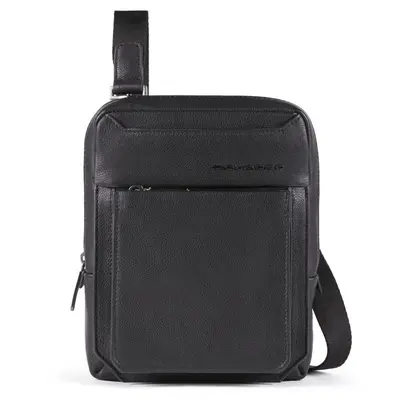 Piquadro, Tallin, Leather Shoulder Bag, Black, 23 X 18 X 5 cm, Men