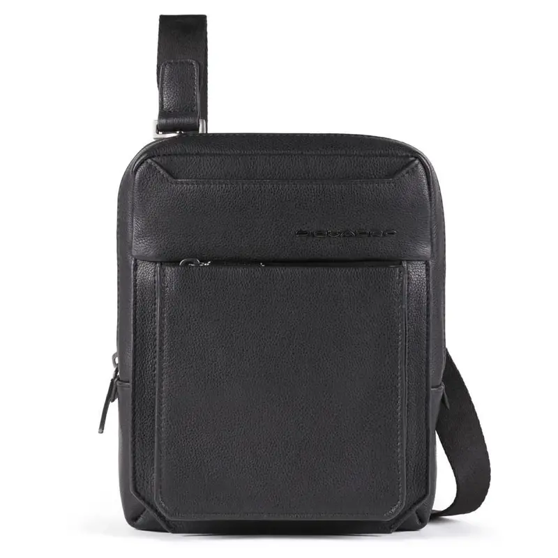 Piquadro, Tallin, Leather Shoulder Bag, Black, 23 X 18 X 5 cm, Men