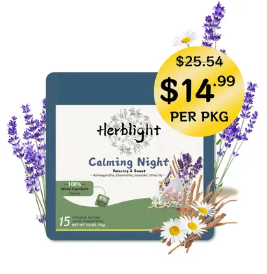 ćAll Natural Herbal TeaćSleep Support & Stress Relief| Ashwagandha, Chamomile, Lavender & Licoricel - 2.6oz (75g) - No Fl...