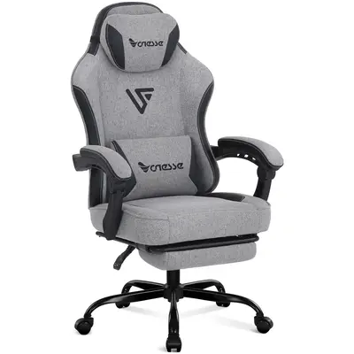 Vonesse Gaming Chair, Computer Chair Fabric with Pocket Spring Cushion, Office Chair with Footrest and Massage Lumbar Support...