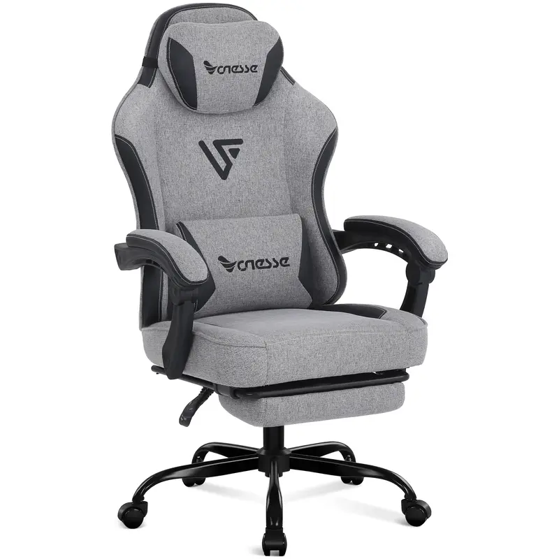 Vonesse Gaming Chair, Computer Chair Fabric with Pocket Spring Cushion, Office Chair with Footrest and Massage Lumbar Support...