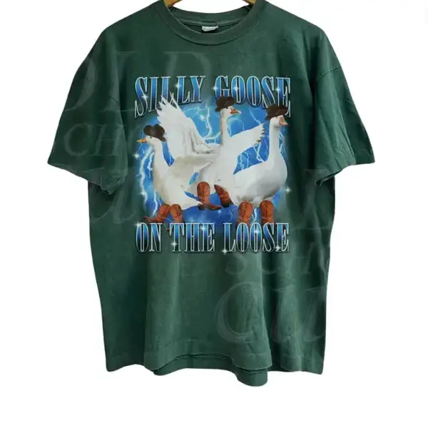 Silly Goose On The Loose Vintage 90s Graphic Shirt, Retro Funny Goose Bootleg Shirt, Retro Silly Meme Clothing, Fun Gift, Yap...