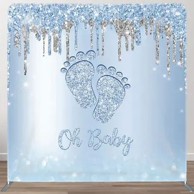 Aperturee Glitter Blue Feet Fabric Backdrop Cover for Baby Shower - Aperturee