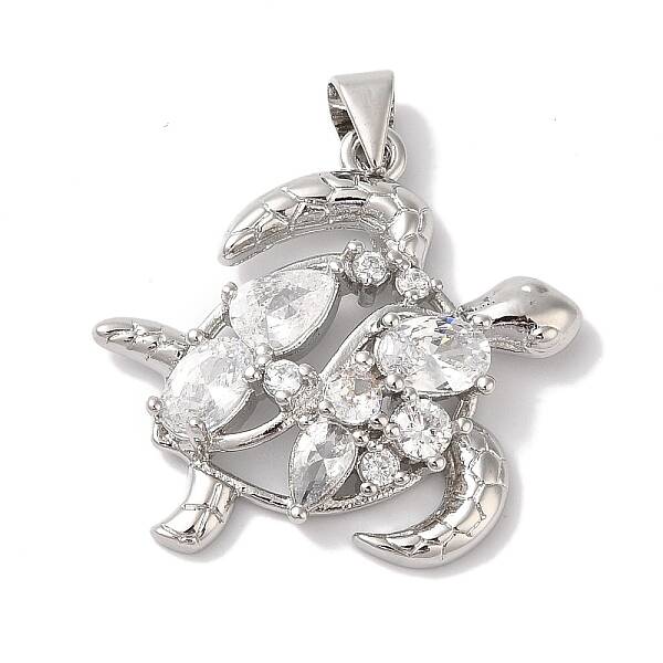 Rack Plating Brass & Clear Cubic Zirconia Pendants