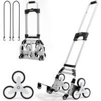 VEVOR Stair Climbing Cart, Max. 550 lbs Load Capacity, Foldable Hand Truck with 32.3-45.7 inch Adjustable Handle Height, 4 Un...