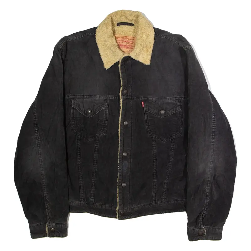 LEVI'S Sherpa Lined Mens Corduroy Jacket Grey XL
