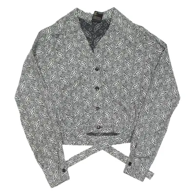 CANDA Womens Printed Blouse Grey V-Neck Long Sleeve Paisley S