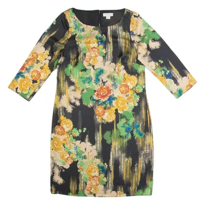 MONSOON Womens Shift Dress Green Floral Long Sleeve Knee Length S