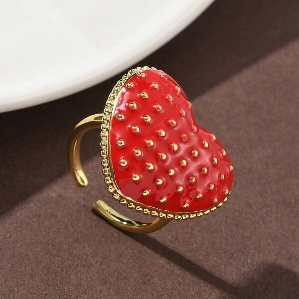 Heart Brass with Enamel Cuff Rings for Women
