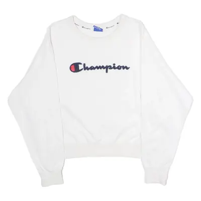 CHAMPION Cropped Womens Sweatshirt White Crew Neck S