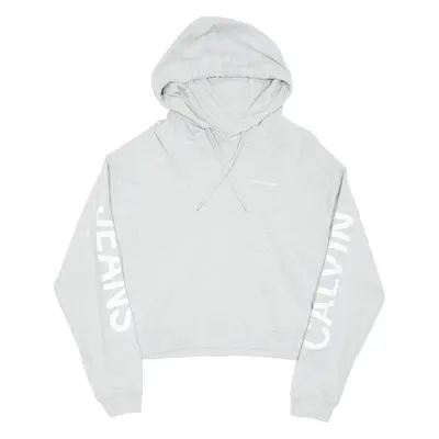 CALVIN KLEIN JEANS Cropped Womens Grey Hoodie Pullover L