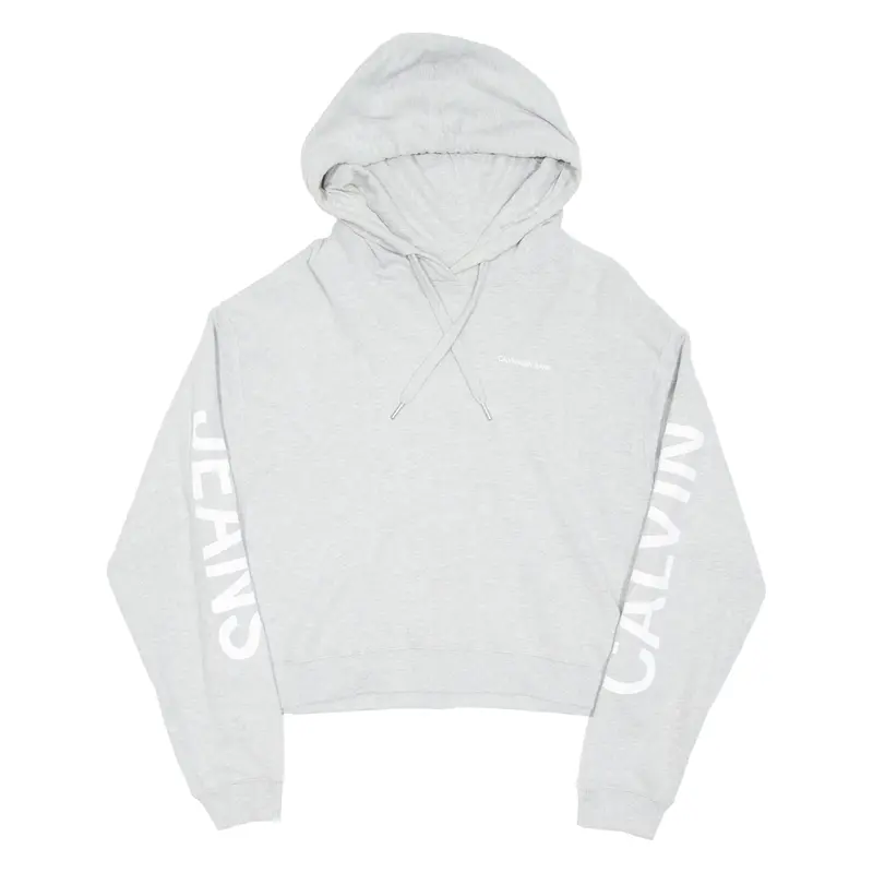 CALVIN KLEIN JEANS Cropped Womens Grey Hoodie Pullover L