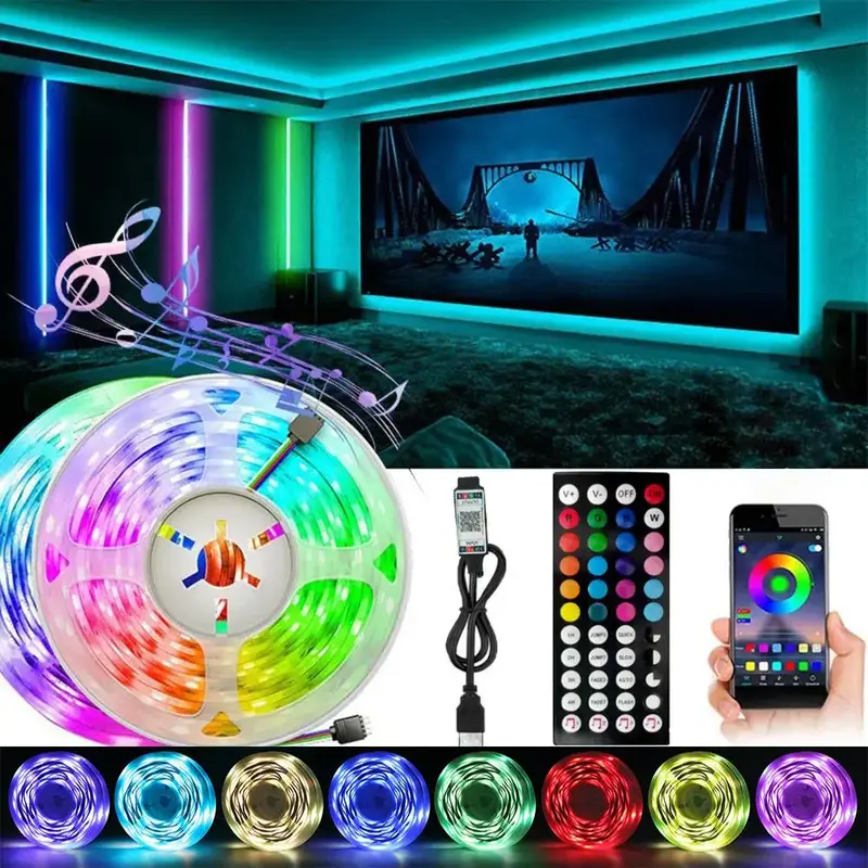 RGB LED Light Bar for Summer Gift, Smart App Control LED Light Bar with 44-Key Remote Control, TV & PC Backlighting for Bedr...