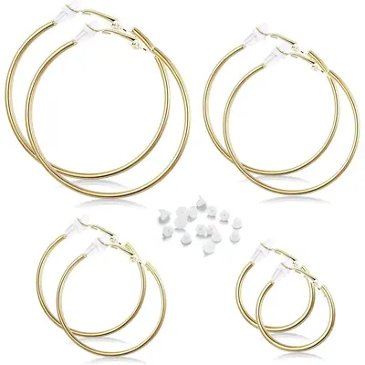Jstyle Clip on Hoop Earrings for Non Pierced Ears Stainless Steel Fake Hoops Clip Earrings Daily