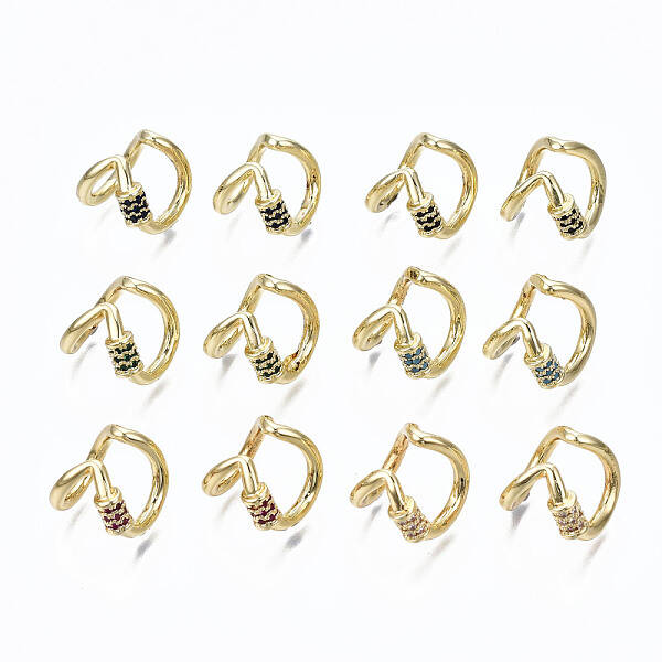 Brass Micro Pave Cubic Zirconia Cuff Earrings