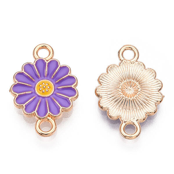 Zinc Alloy Enamel Sunflower Connector Charms