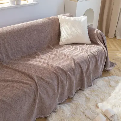 Solid Color Minimalist Sofa Cover, 1 Count Soft & Comfortable Sofa Protective Cover, Plain Sofa Protector for Home Living Roo...