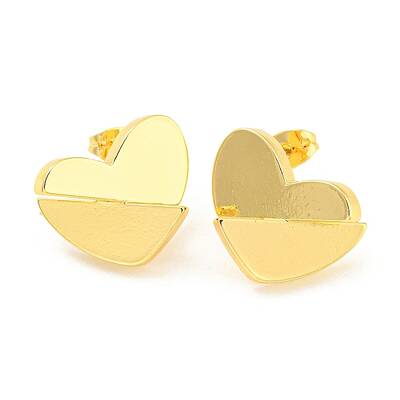 Rack Plating Brass Heart Stud Earrings