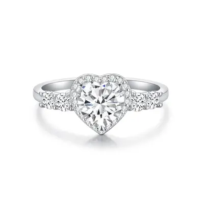10K White Gold 1.15 to 3.65 CT.T.W. Heart Cut Lab Created Diamond Engagement Band IGI Certified