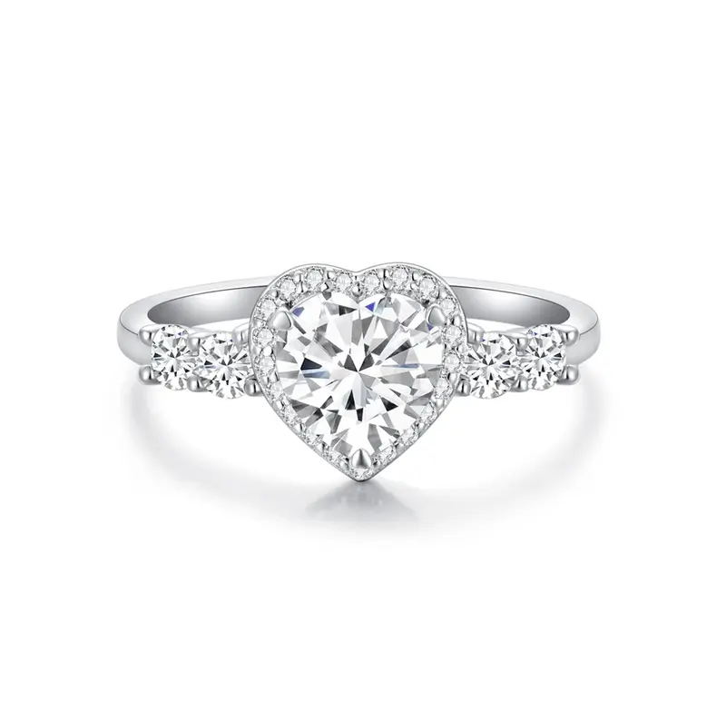 10K White Gold 1.15 to 3.65 CT.T.W. Heart Cut Lab Created Diamond Engagement Band IGI Certified