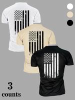Men's American Flag Print Short Sleeve Tee, Regular Fit Casual Fashion T-shirt for Daily Wear, Trendy T-shirts, Men's Top for...