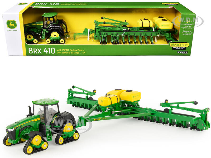 John Deere 8RX 410 Tractor Green with 1775NT 24-Row Planter \