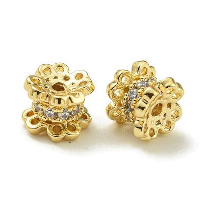 Rack Plating Brass Micro Pave Cubic Zirconia Beads