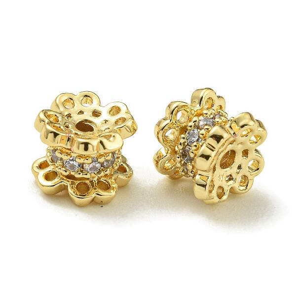 Rack Plating Brass Micro Pave Cubic Zirconia Beads