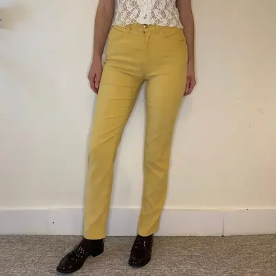 Roccobarocco Trousers - 28W UK 8 Yellow Cotton