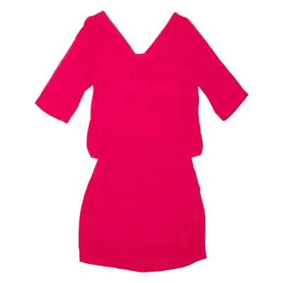 SANDRO Open Back Layered Pencil Dress Red Viscose Short Sleeve Short Womens UK 6