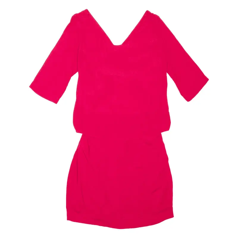SANDRO Open Back Layered Pencil Dress Red Viscose Short Sleeve Short Womens UK 6
