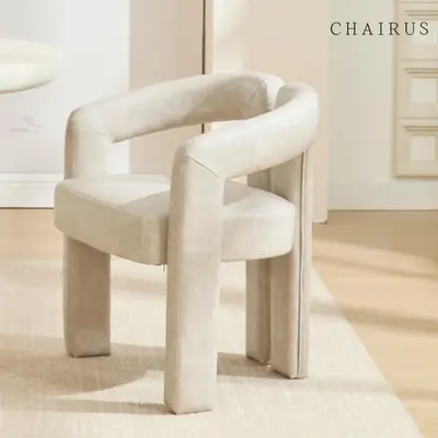 CHAIRUS Leather Modern Barrel Dining Chair, Upholstered Accent Chairs with Arms,Comfy Kitchen Armchair for Dining Room,Kitche...