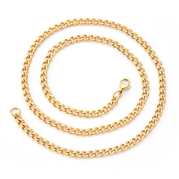 Men's PVD Vacuum Plating 201 Stainless Steel Cuban Chain Necklace