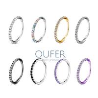 OUFER 14G/16G/18G AAA+ Grade CZ Hinged Segment Nose Nostril Nose Ear Piercing Hoop Ring Cartilage Piercing Hoop Ring  in 5mm ...