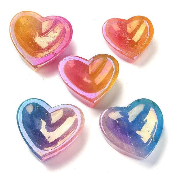 Electroplated Natural Quartz Crystal Heart Bowl