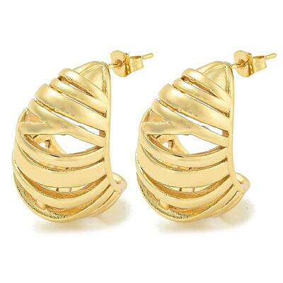 PVD Vacuum Plating 304 Stainless Steel Teardrop Stud Earrings for Women