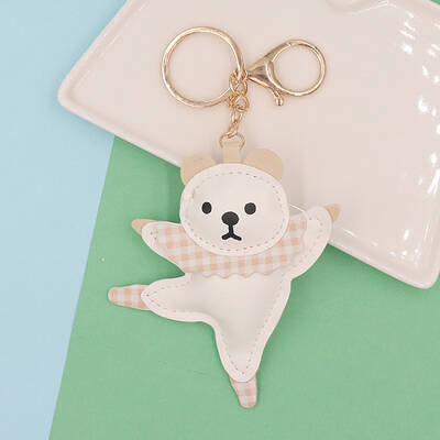 PU Leather Dancing Bear Keychain