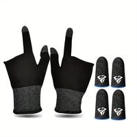 Gaming Finger Gloves with Finger Thumb Sleeves, Finger Cot Kit Includes 1 Pair Two-finger Touchscreen Gloves & 2 Pairs Thumb ...