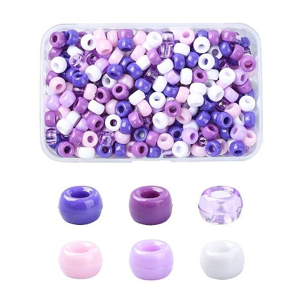 480Pcs 6 Colors Opaque & Transparent Plastic Beads