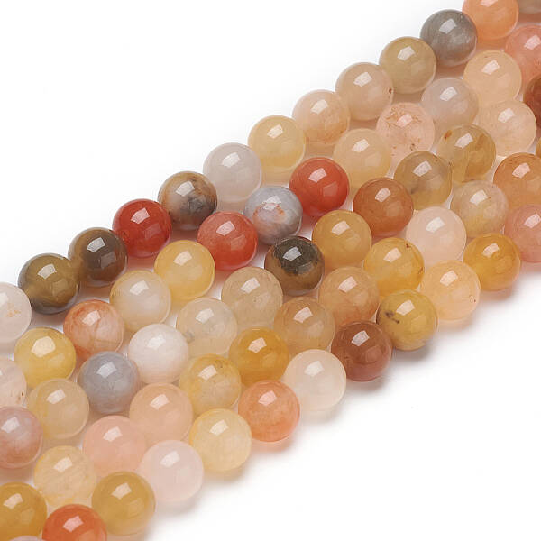 Natural Golden Silk Jade Beads Strands