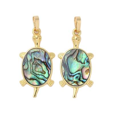 Rack Plating Natural Paua Shell Pendants