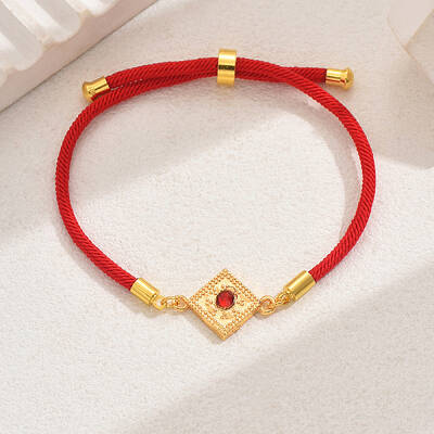 Vintage Ethnic Style Adjustable Round Cord Silder Bracelets with Brass Rhinestone Link for WomenLink for Women