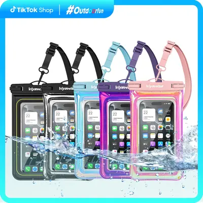 Viyawise Outdoorfun Waterproof Phone Pouch - IPX8 Certified & Floatable Design | 5 Holographic Colors | Fits Most Smartphones...