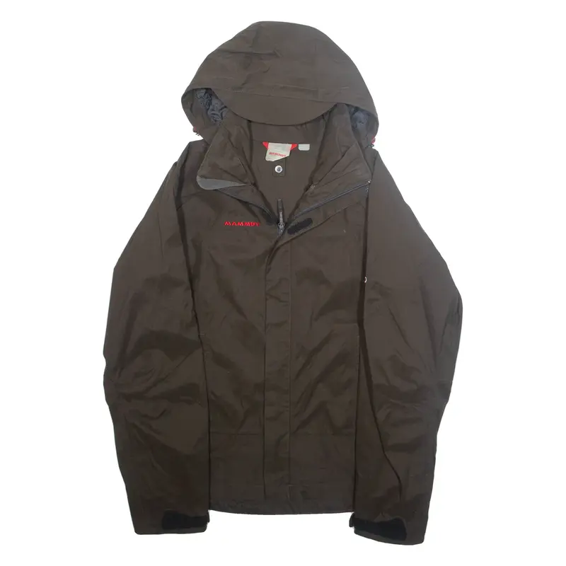 MAMMUT Mens Rain Jacket Green Nylon Hooded S