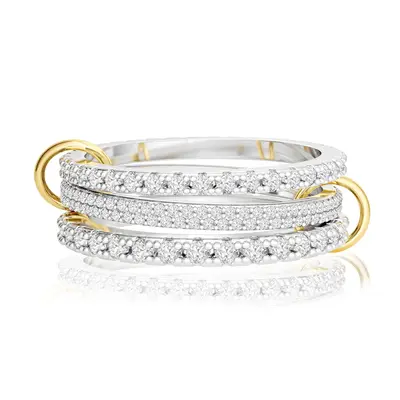 Tewiky 925 Silver Stackable Zircon Rings for Women Non Tarnish – Statement Mixed Metals Multi Ring Stack Rings Set Cubic Zi...