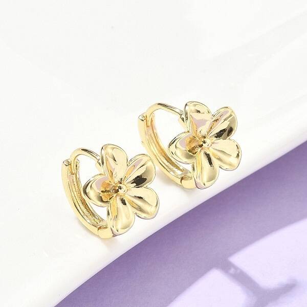 Flower Brass Hoop Earrings